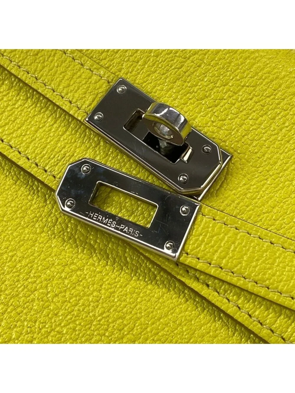 Hermes Wallet Kelly Long Tougo Lime Shoulder Silver
